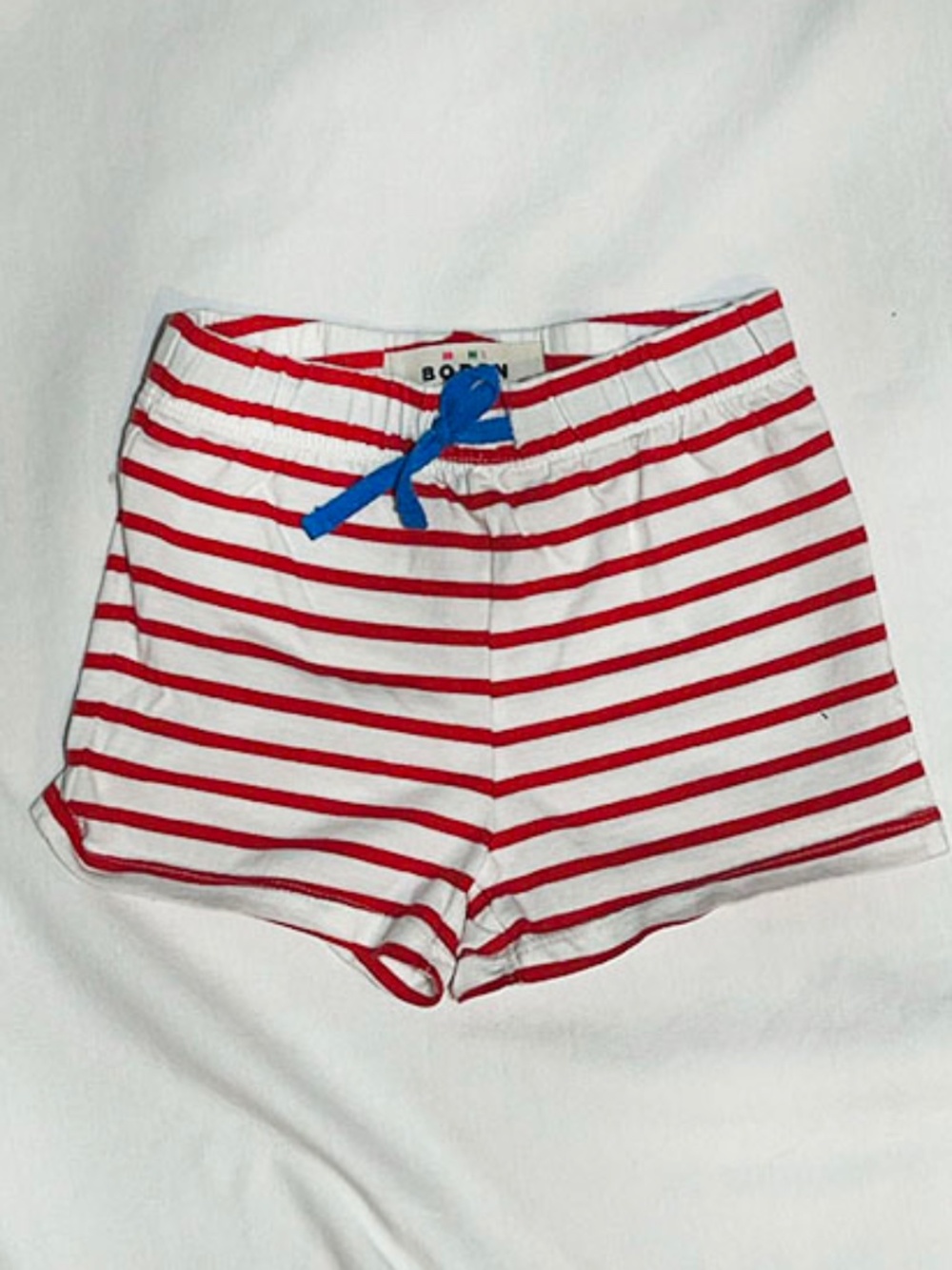 Mini Boden 18-24mo red and white stripe shorts with blue accents